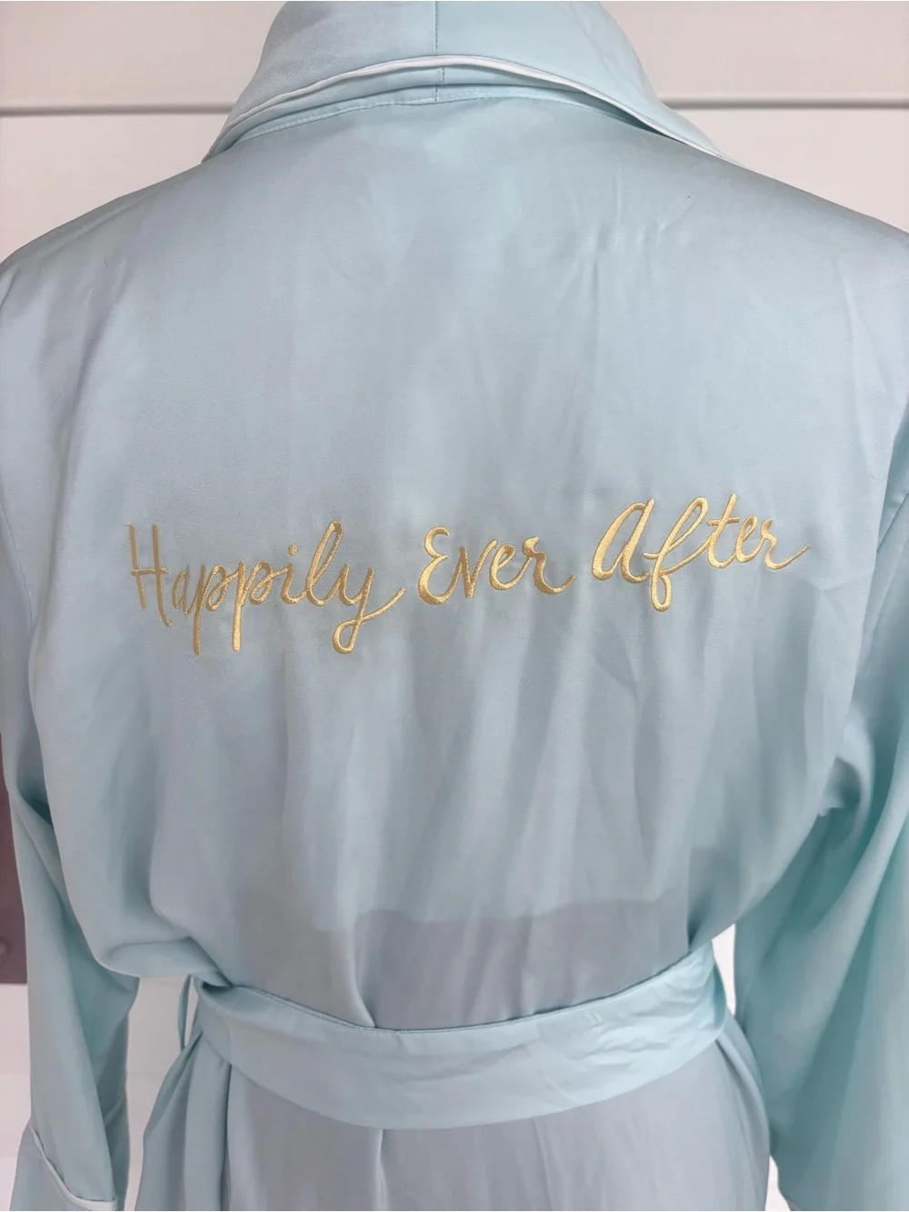 kate spade Light blue Satin 'Happily Ever After' Robe bridal wedding medium